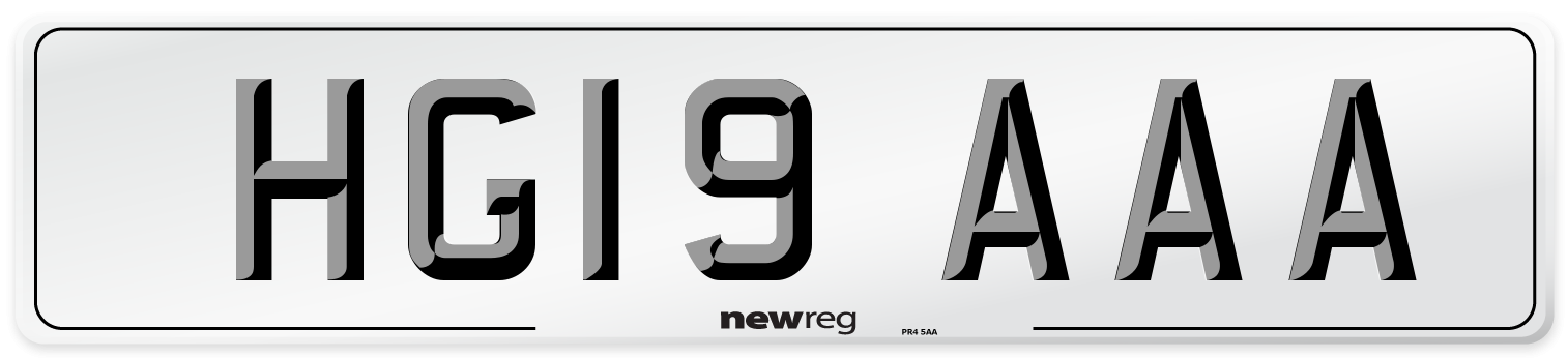 HG19 AAA Number Plate from New Reg